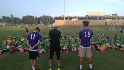 Young players during an evening camp session