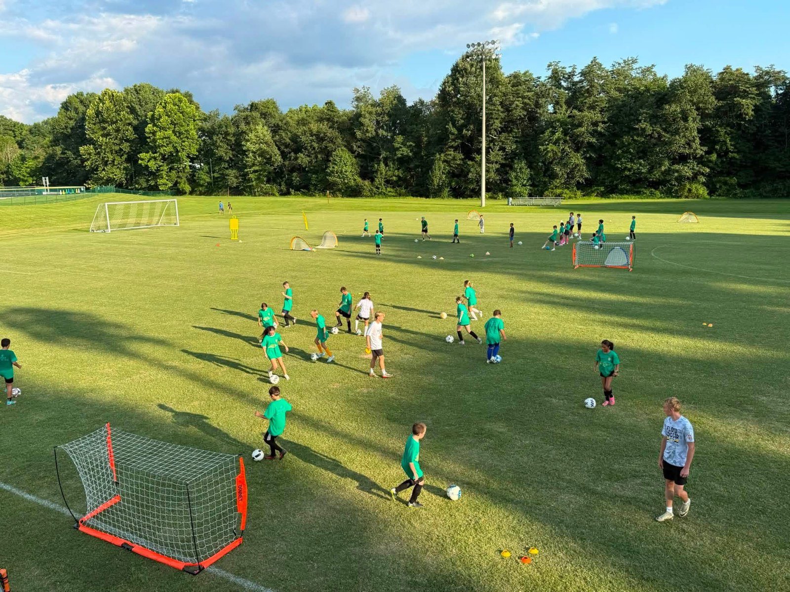 Floyd Central soccer field at golden hour